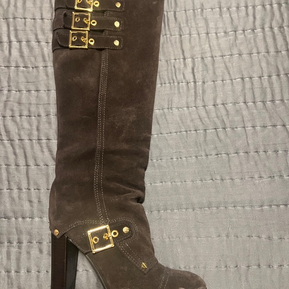 Tory Burch brown suede tall motorcycle boots size 6 - Picture 2 of 10